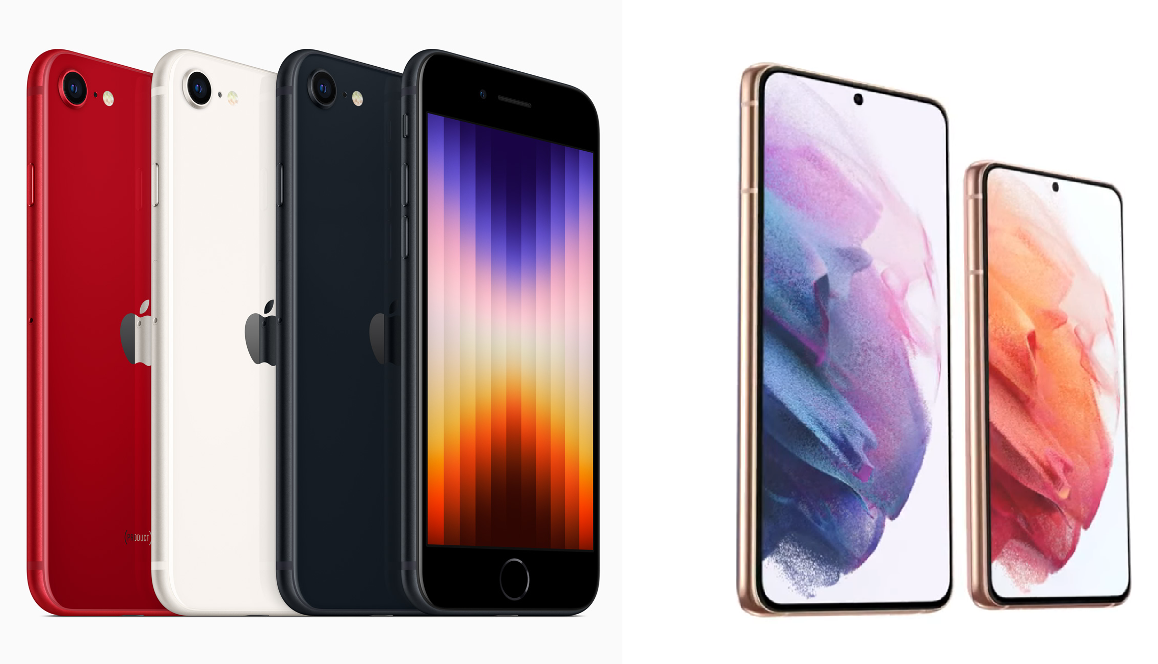 좌) 아이폰se 3세대, 우) 갤럭시s21+ s21