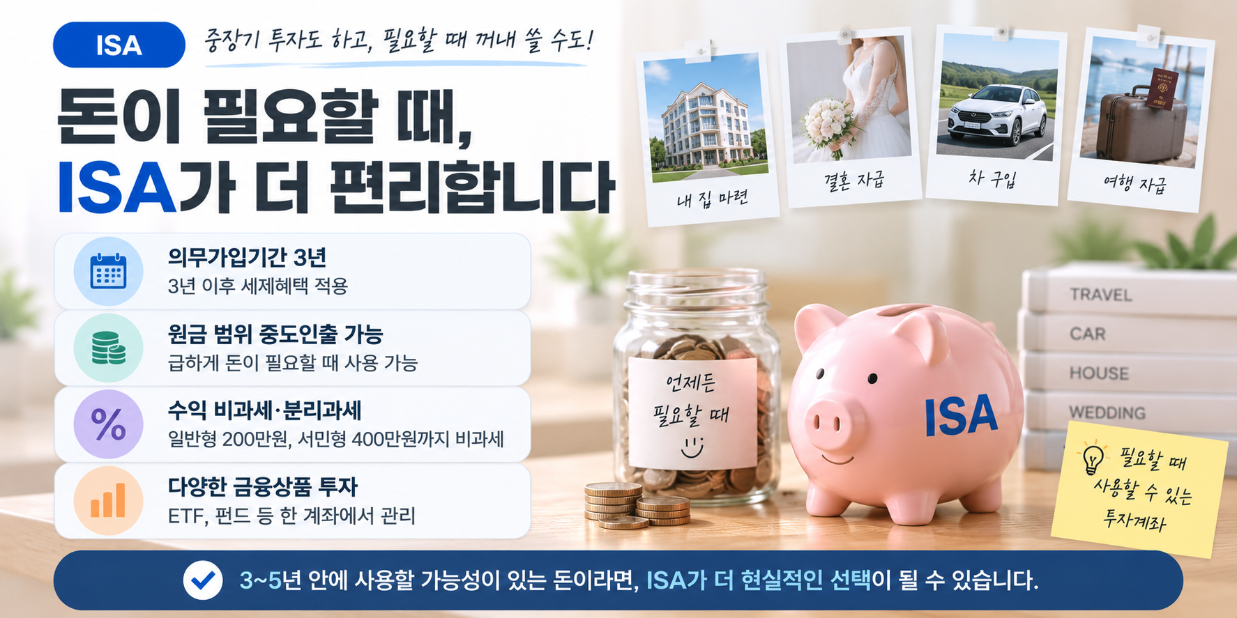 ISA 중도인출과 3년 의무가입기간 및 자금 활용 장점 설명 이미지