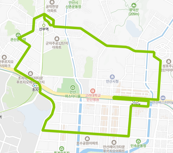 안산-70A번-버스-노선-지도