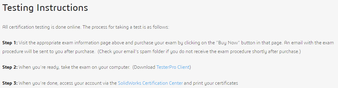 솔리드웍스 (SolidWorks) 인증시험 절차 (출처 : https://www.solidworks.com/)