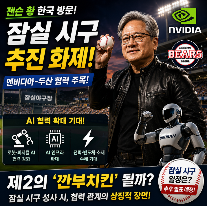 젠슨황 시구 잠실 일정! 주목해야 할 AI 관련주 수혜주, 제2의 깐부치킨 될까1