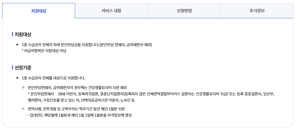 의료급여(의료급여건강생활유지비)