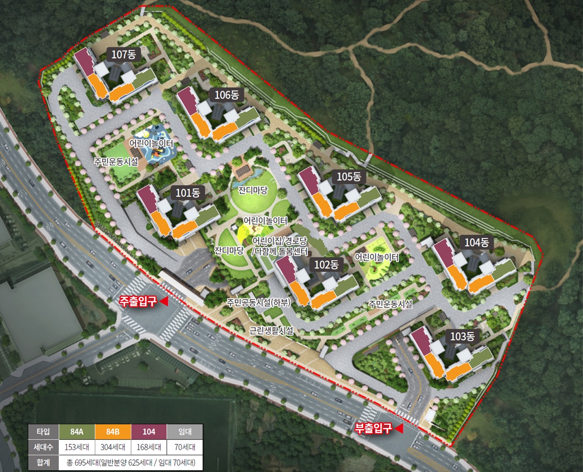 위파크 더 센트럴 동･호수 배치 조감도
