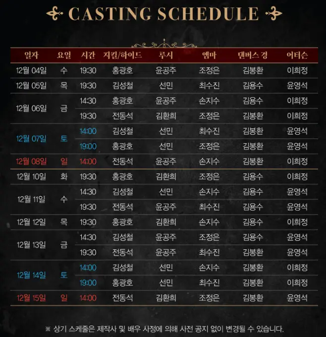 뮤지컬 지킬앤하이드 캐스팅 Jekyll & Hyde