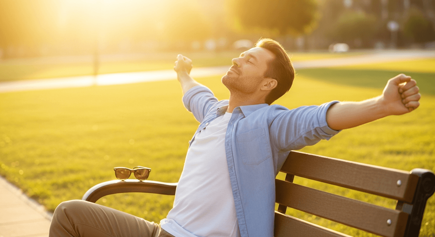 미국 현지의 자연광을 직접 흡수하며 생체 시계를 리셋하고 업무를 위한 최상의 정신 상태를 구축하는 바이오해킹 루틴