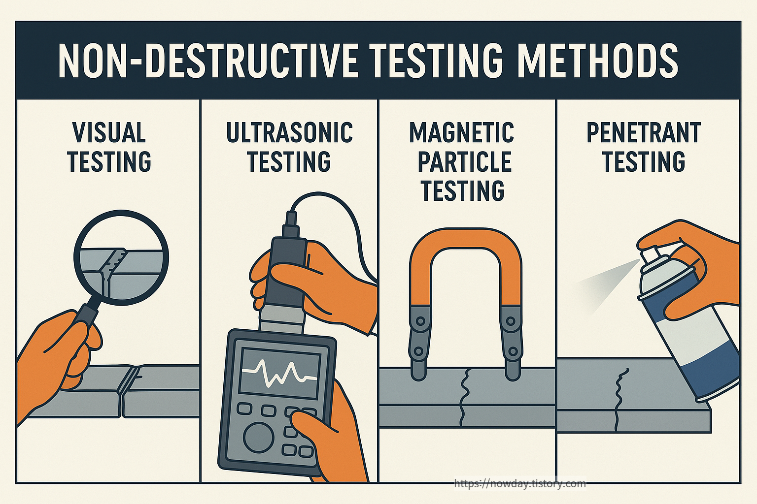 Illustrated comparison of hydrostatic test, pneumatic test, and leak test in industrial piping and pressure vessel applications