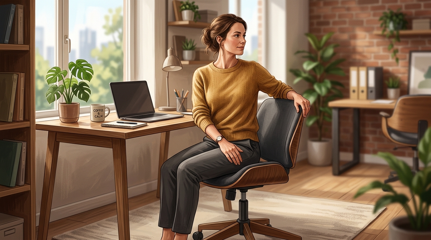 허리와 등을 시원하게 풀어주는 상체 비틀기 스트레칭