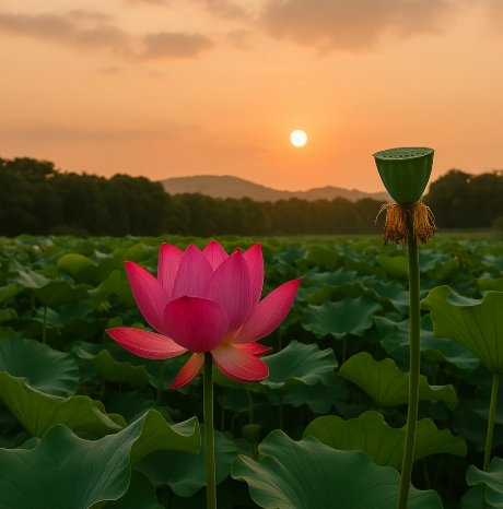 여름의 연꽃 사진