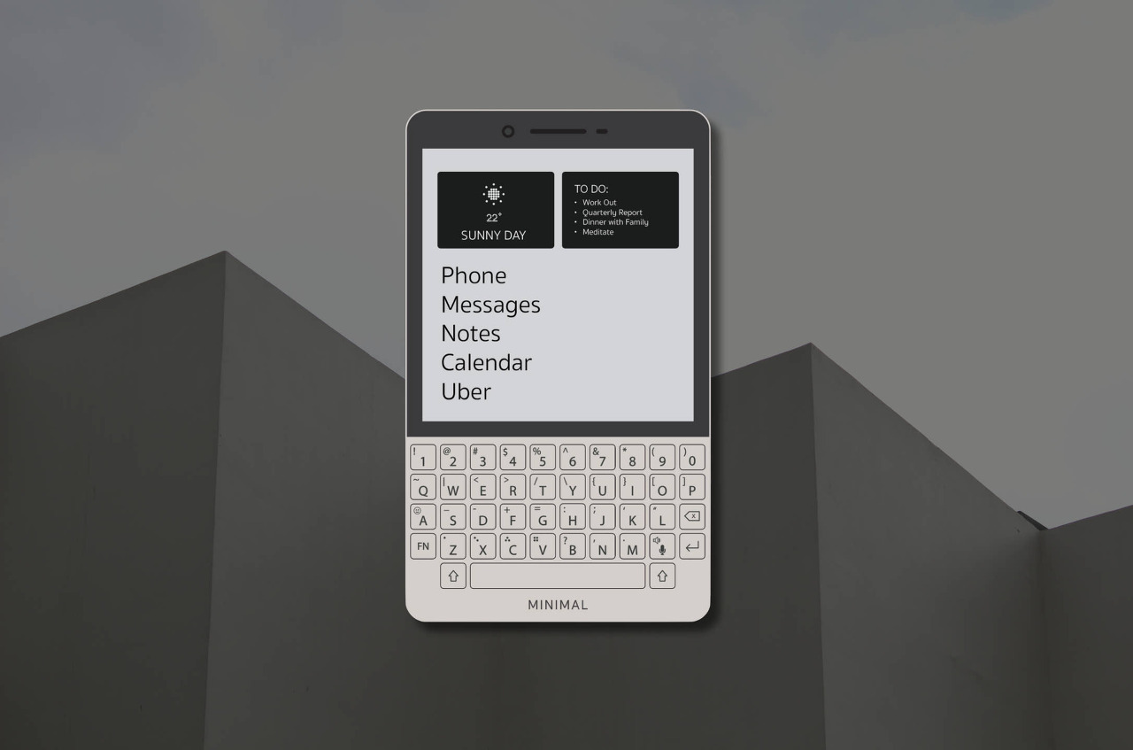 E-Ink 디스플레이와 쿼티 키보드를 결합한 Minimal Phone 제품 이미지