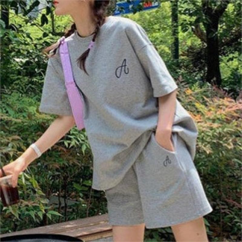 라운드넥 반팔 반바지 상하 세트 여름 트레이닝복