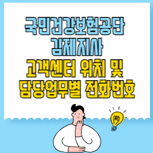 국민건강보험공단 김제지사 고객센터 위치 및 담당업무별 전화번호