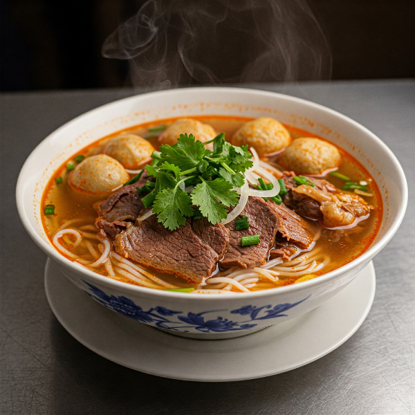 베트남 음식 - 분보후에 (Bun bo Hue): 중부 후에 지역의 대표적인 쇠고기 국수 요리