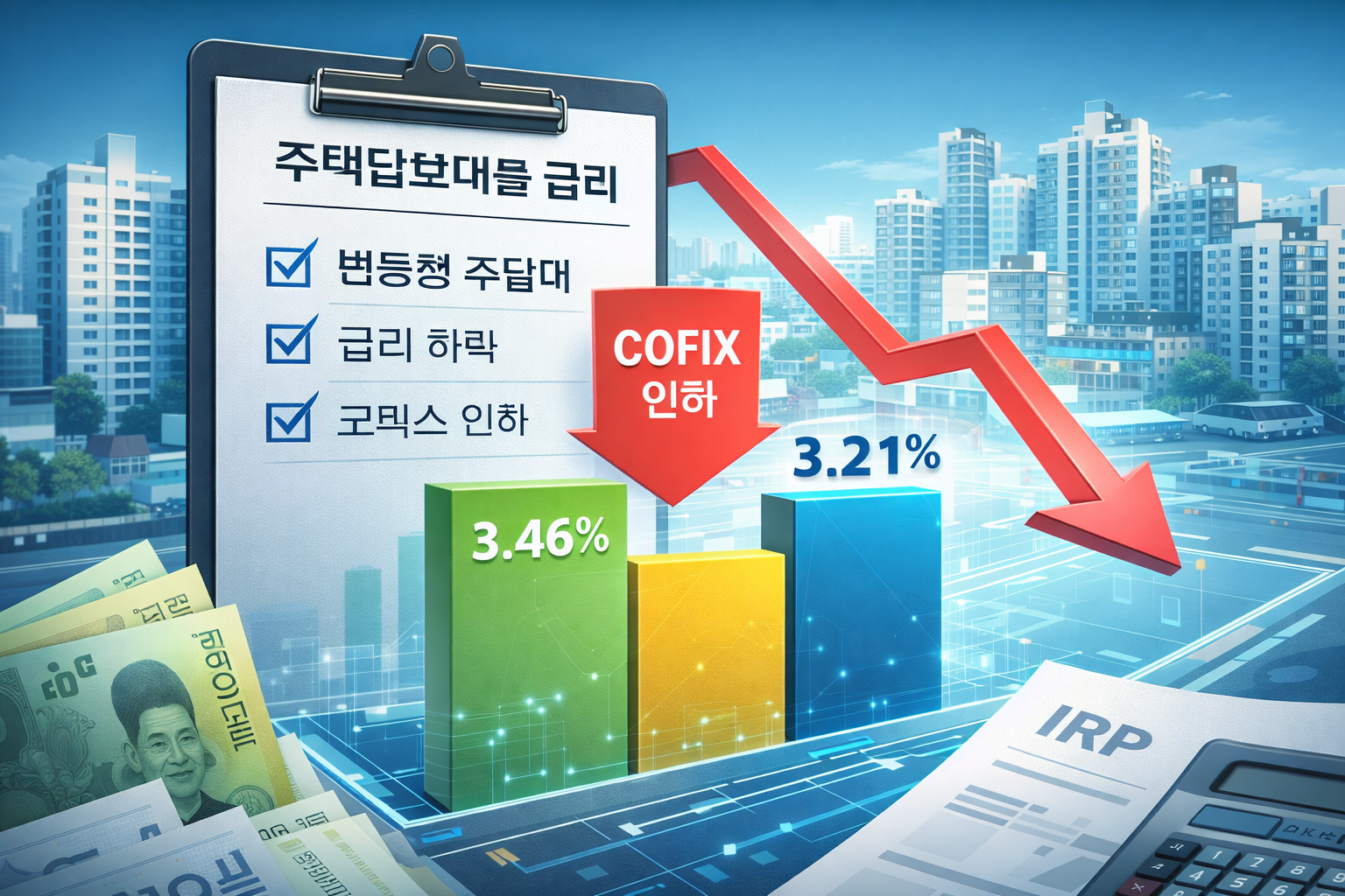 코픽스 인하로 변동형 주담대 금리 변화 관련 이미지