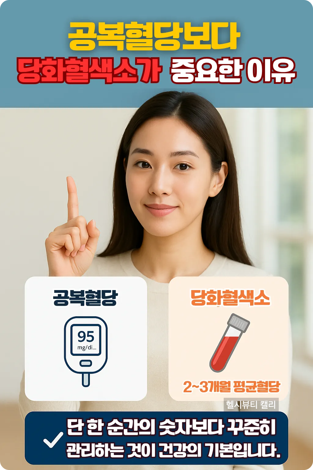 공복혈당과 당화혈색소의 차이를 설명하는 한국어 인포그래픽