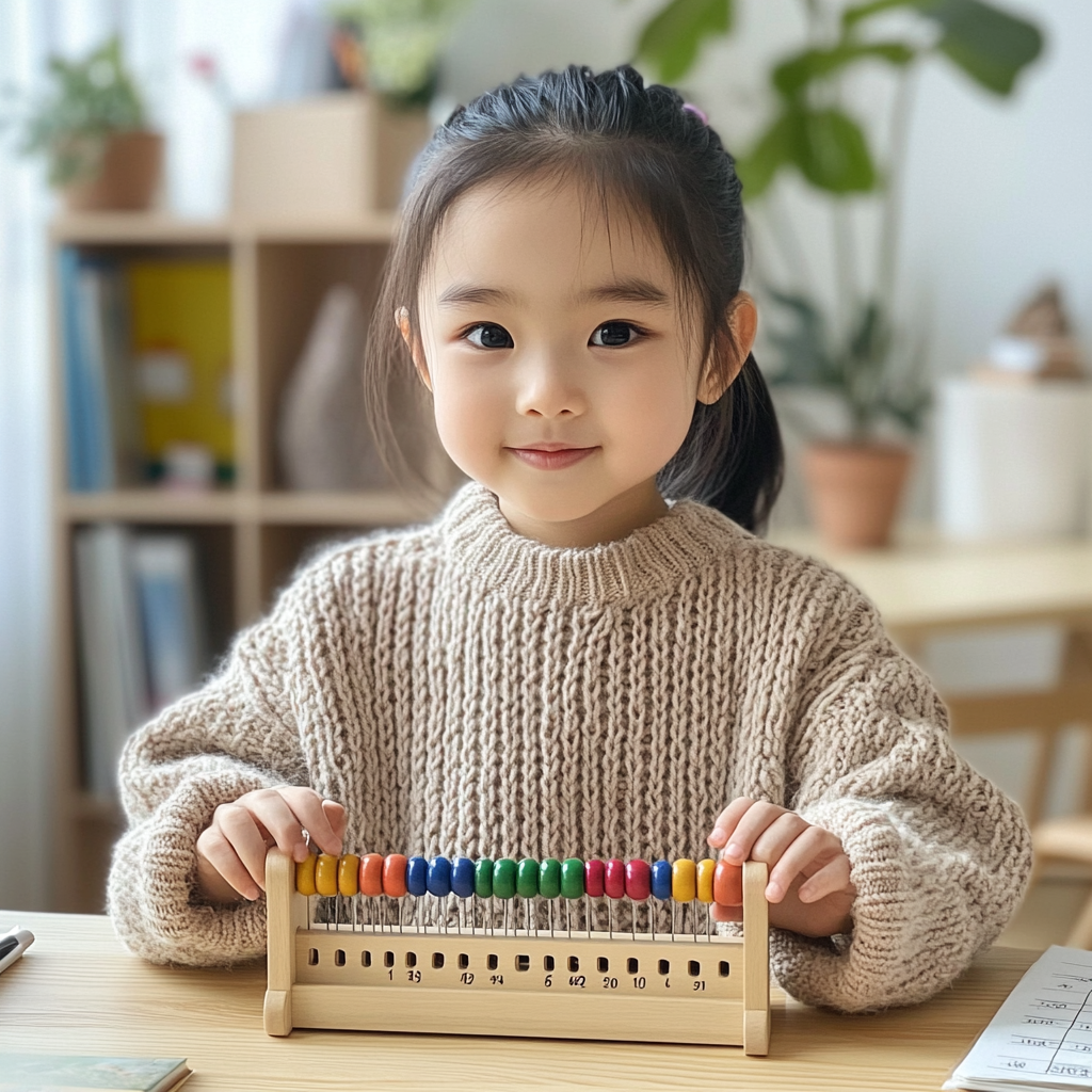 주판을 하고 있는 아이의 모습