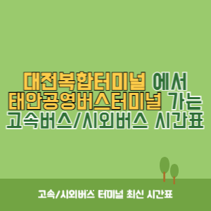 대전복합터미널에서 태안공영버스터미널 가는 시외버스 시간표 최신정보