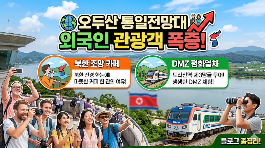 오두산 통일전망대 외국인 관광객 폭증! 북한 조망 카페와 DMZ 평화열차 총정리