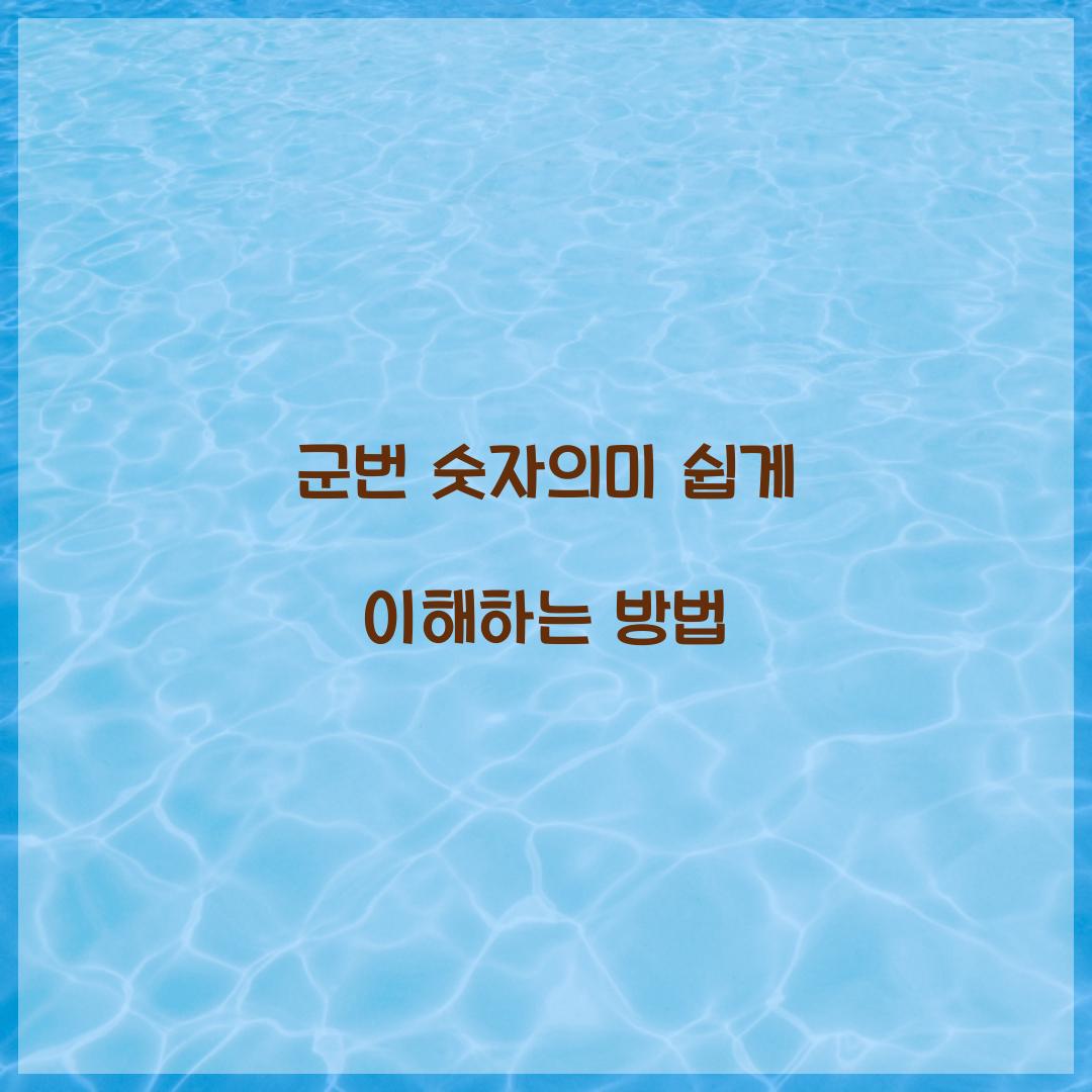 군번 숫자의미