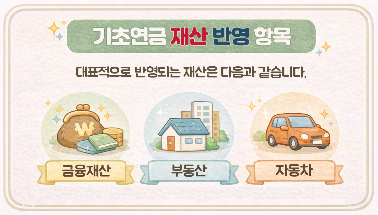 기초연금 재산 반영 항목 금융재산 부동산 자동차 기준 설명