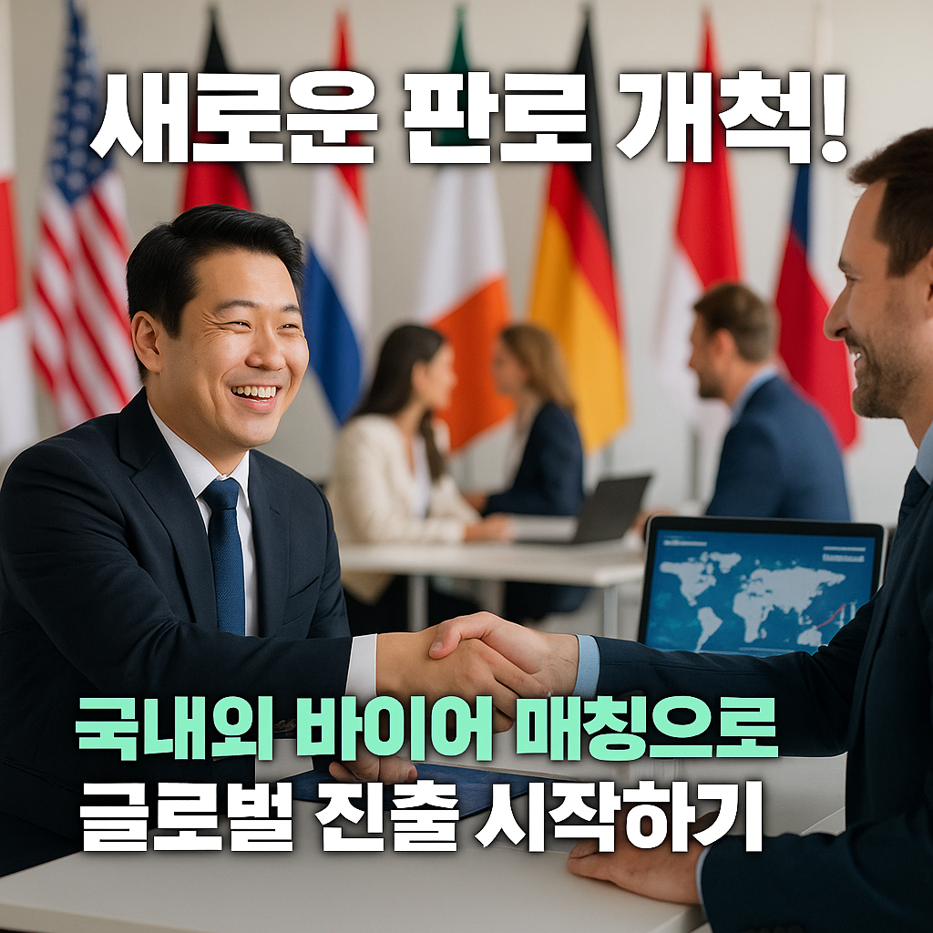 무역 상담회에서 악수하며 협력을 약속하는 비즈니스맨