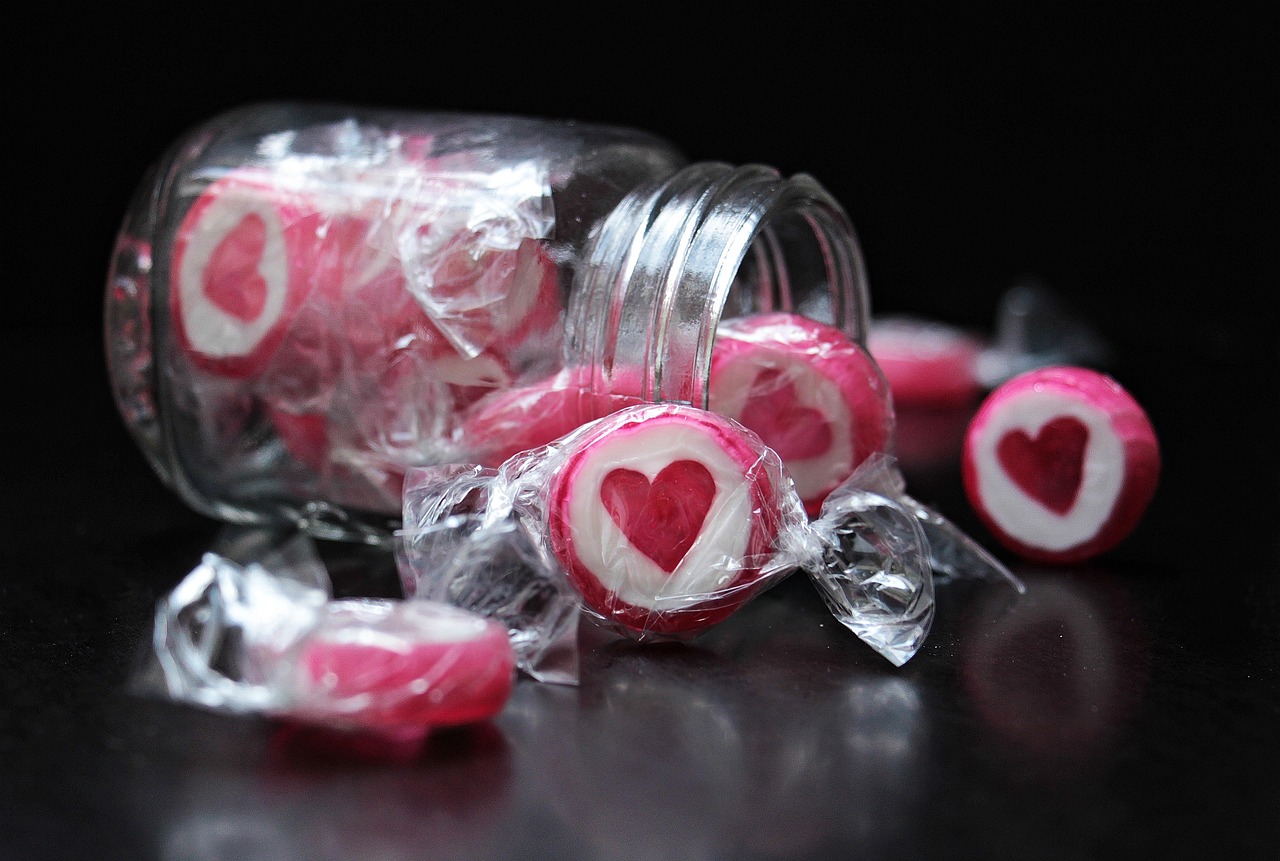 White Day candy in a glass jar