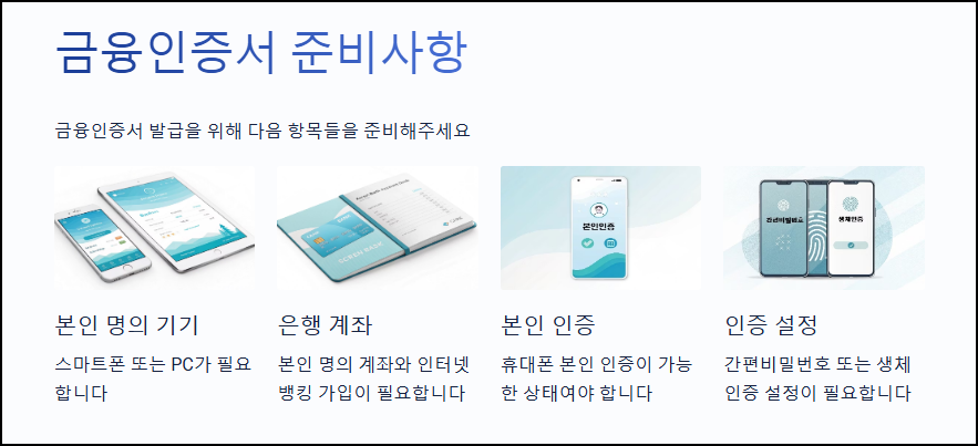 금융인증서 준비사항