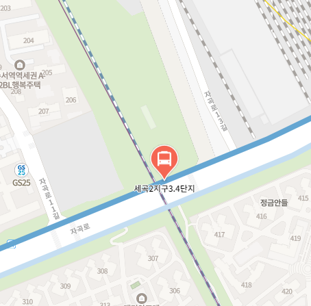 세곡2지구3.4단지에서 인천공항 리무진 공항버스(6600번) 지도 위치
