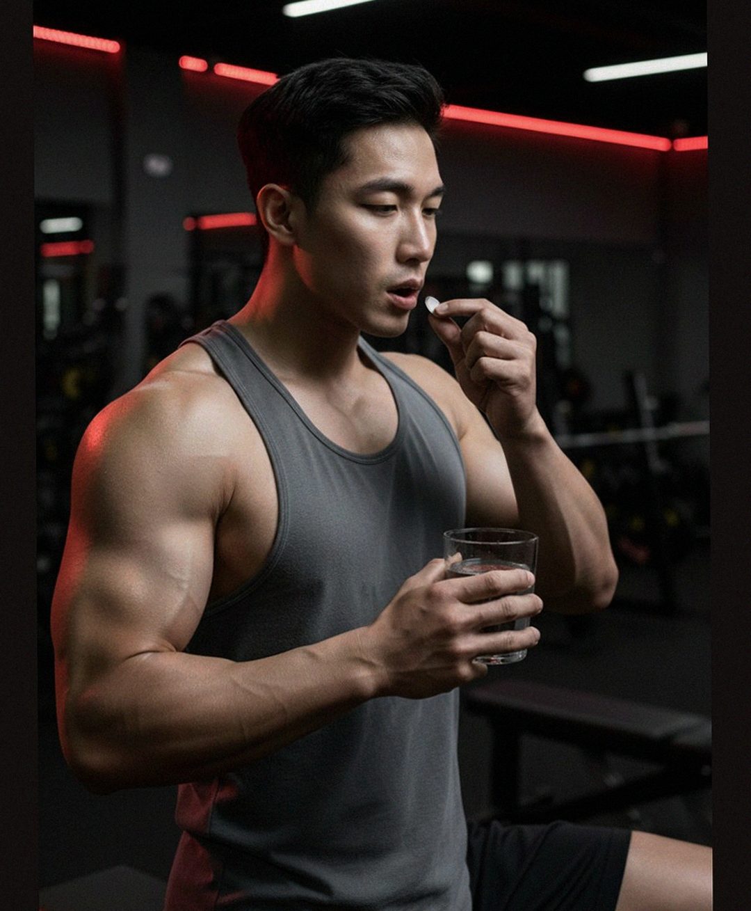 Korean Asian man 40s looking at smartphone shopping page