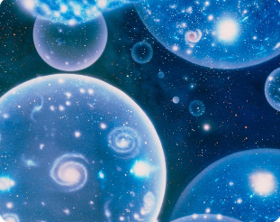 평행우주 개념을 보여주는 거품 우주 구조 일러스트