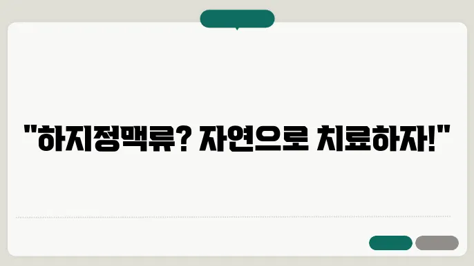 하지정맥류에 좋은 음식, 차, 약초, 영양제, 운동 알아보기