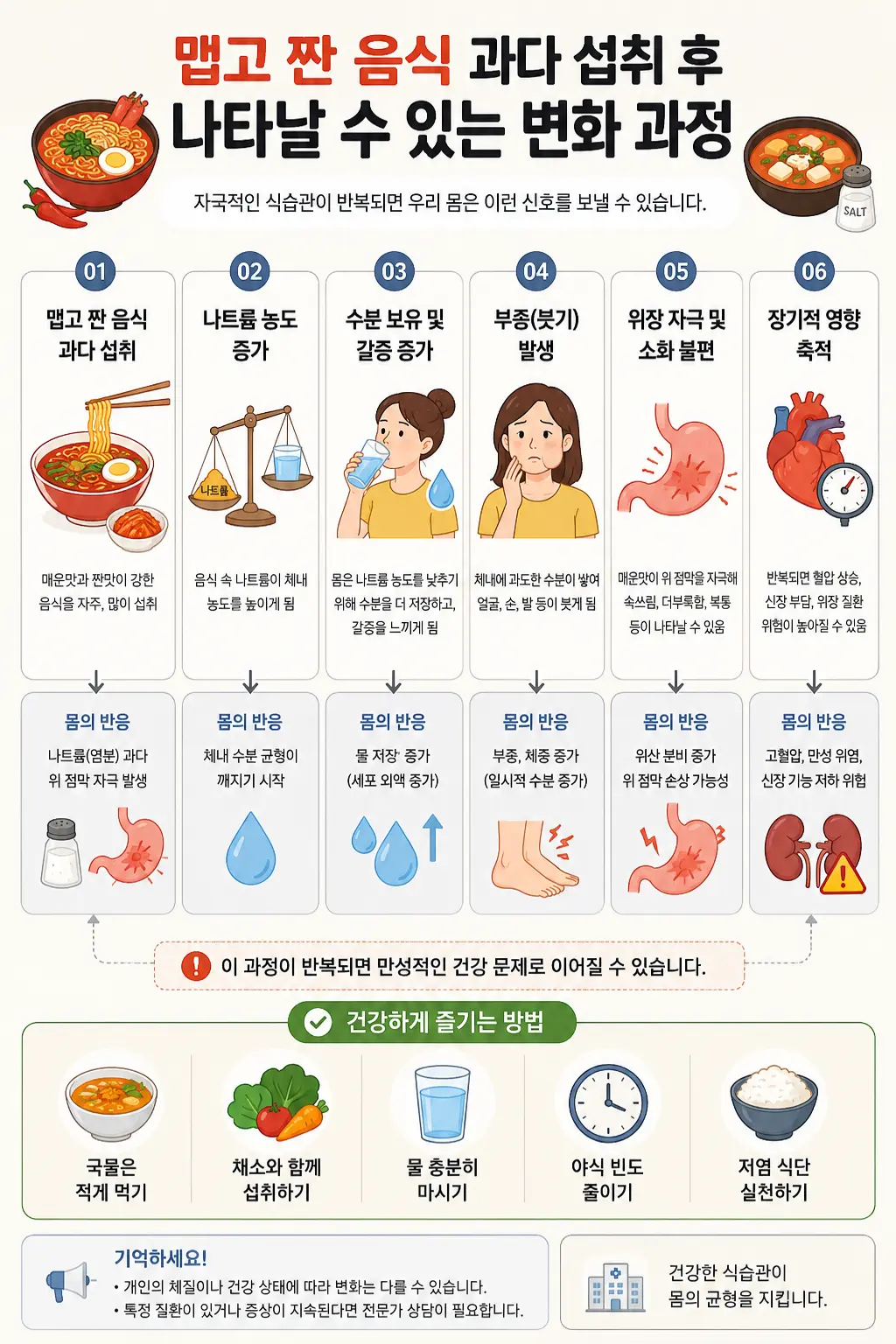 맵고 짠 음식 섭취 후 몸의 변화 과정