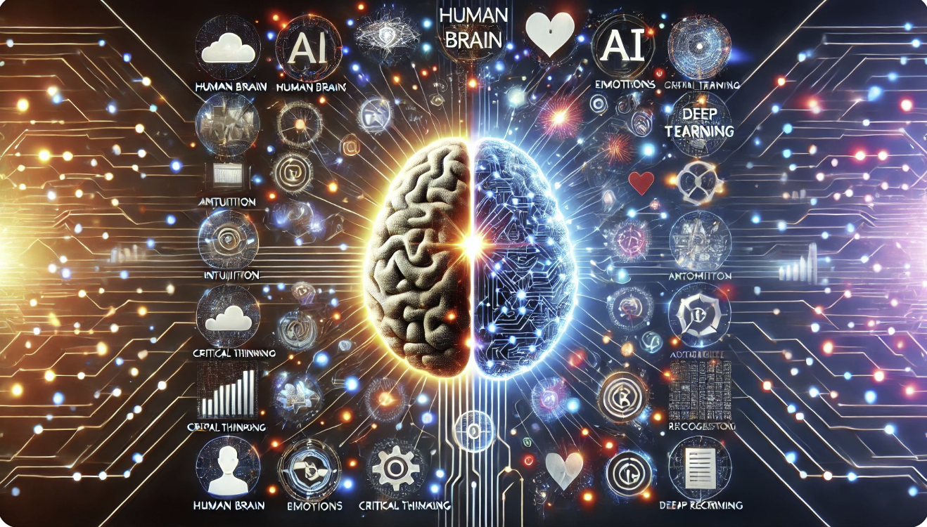 인간 두뇌와 AI 알고리즘 능력을 비교한 사진