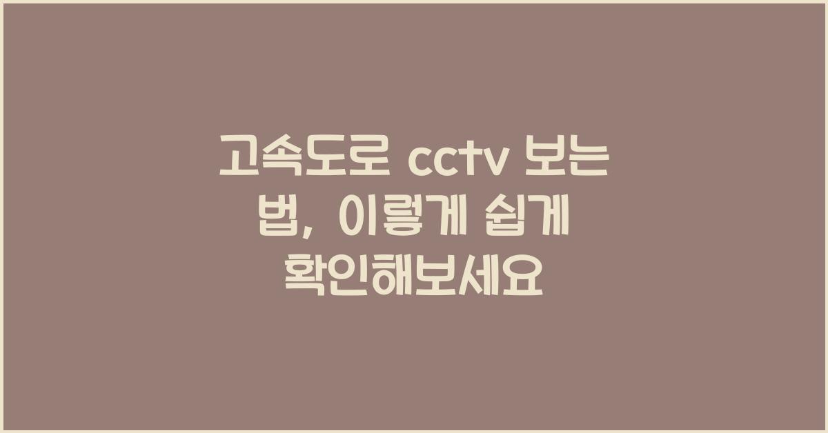 고속도로 cctv 보는 법
