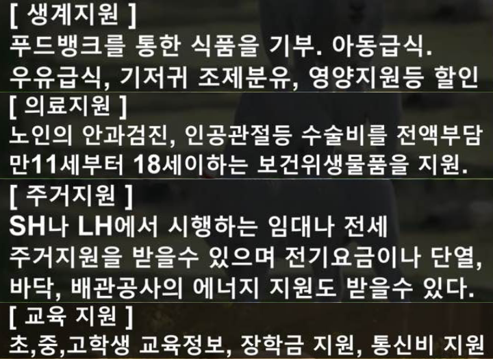 차상위계층 지원 급여별 혜택