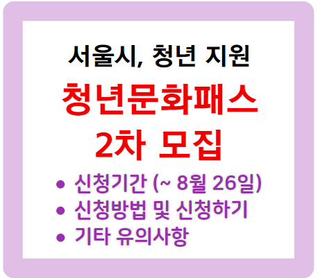 서울시 청년문화패스 2차 모집