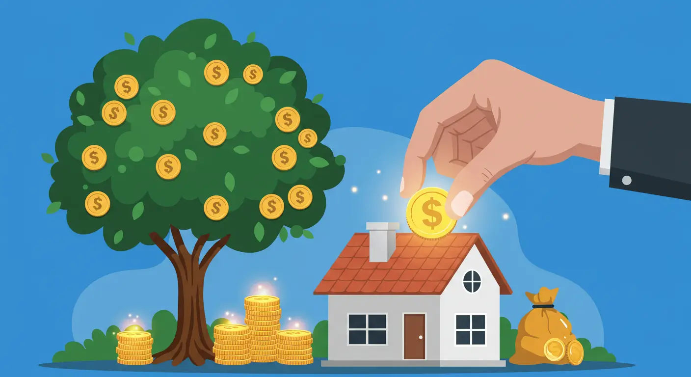 투자를 통해 얻은 수익으로 주택 마련 등 인생의 재무 목표를 달성하는 모습