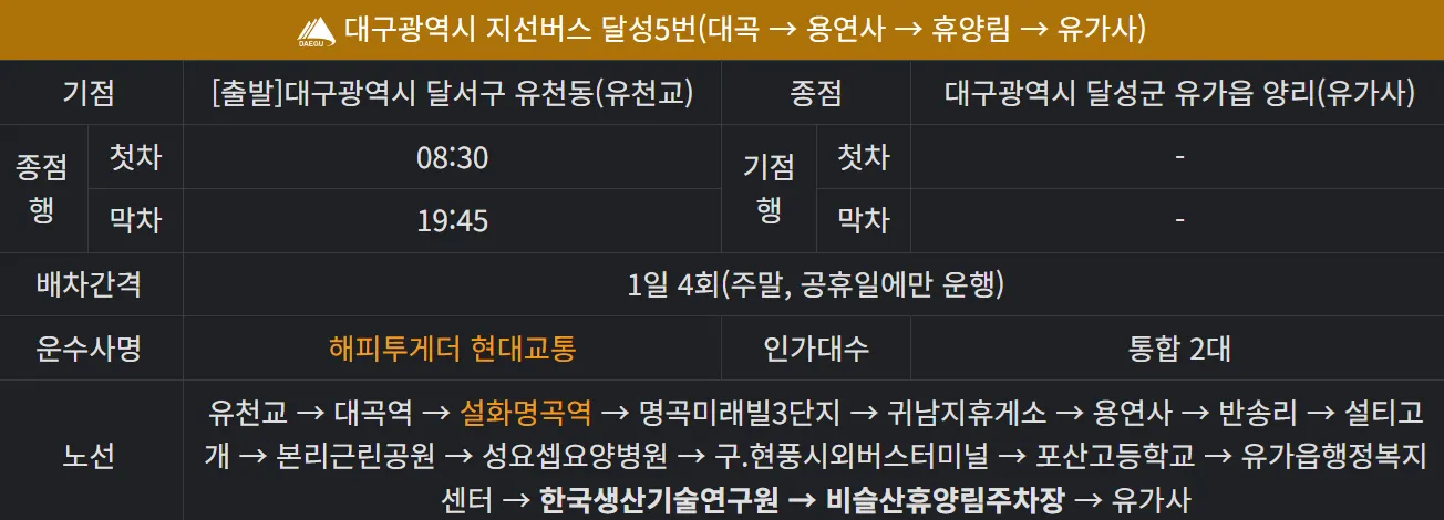 대구 직행 2번 버스