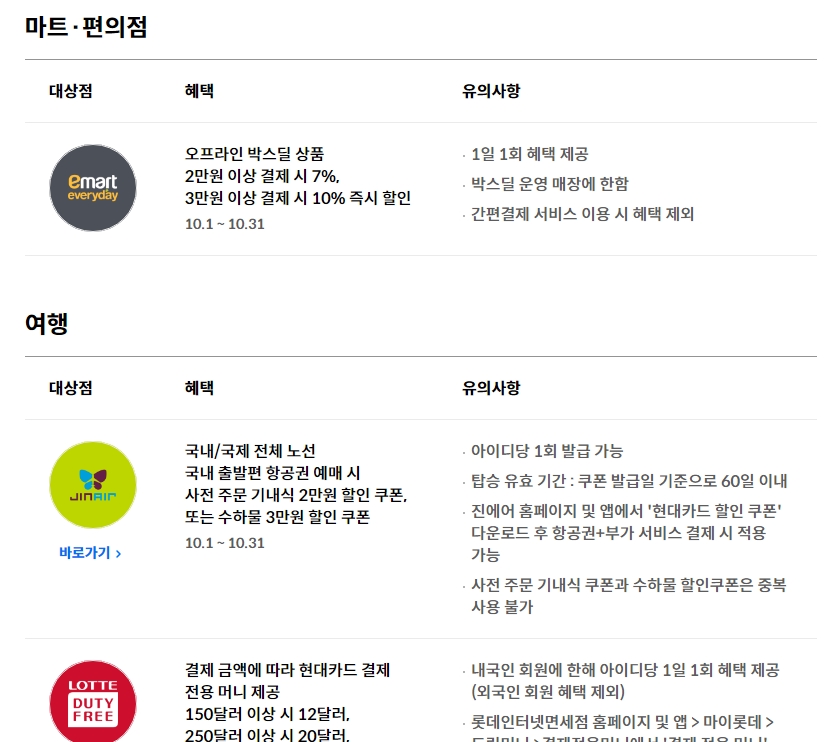 현대카드 주요 카드 상품 디자인 및 라인업