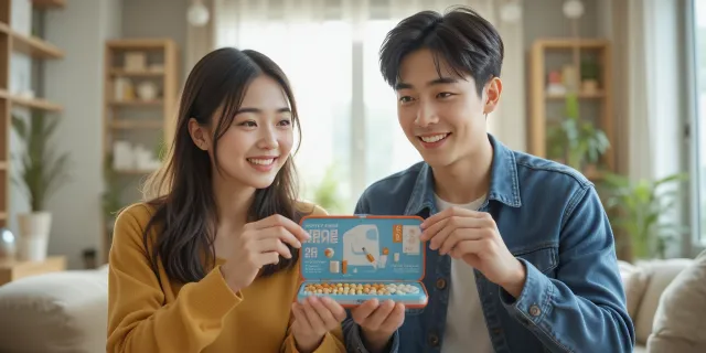 아침과 저녁으로 비타민c를 나누어 먹는것을 실천하는 모습