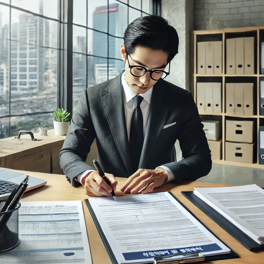 국민연금 관련 서류 작성 중