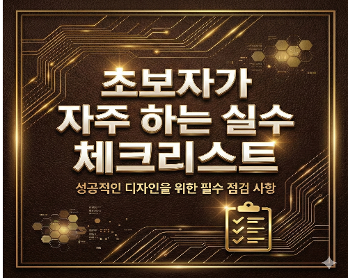 초보자가 자주 하는 실수 체크리스트라는 제목이 적힌, 갈색 가죽 느낌 배경의 체크리스트 썸네일”