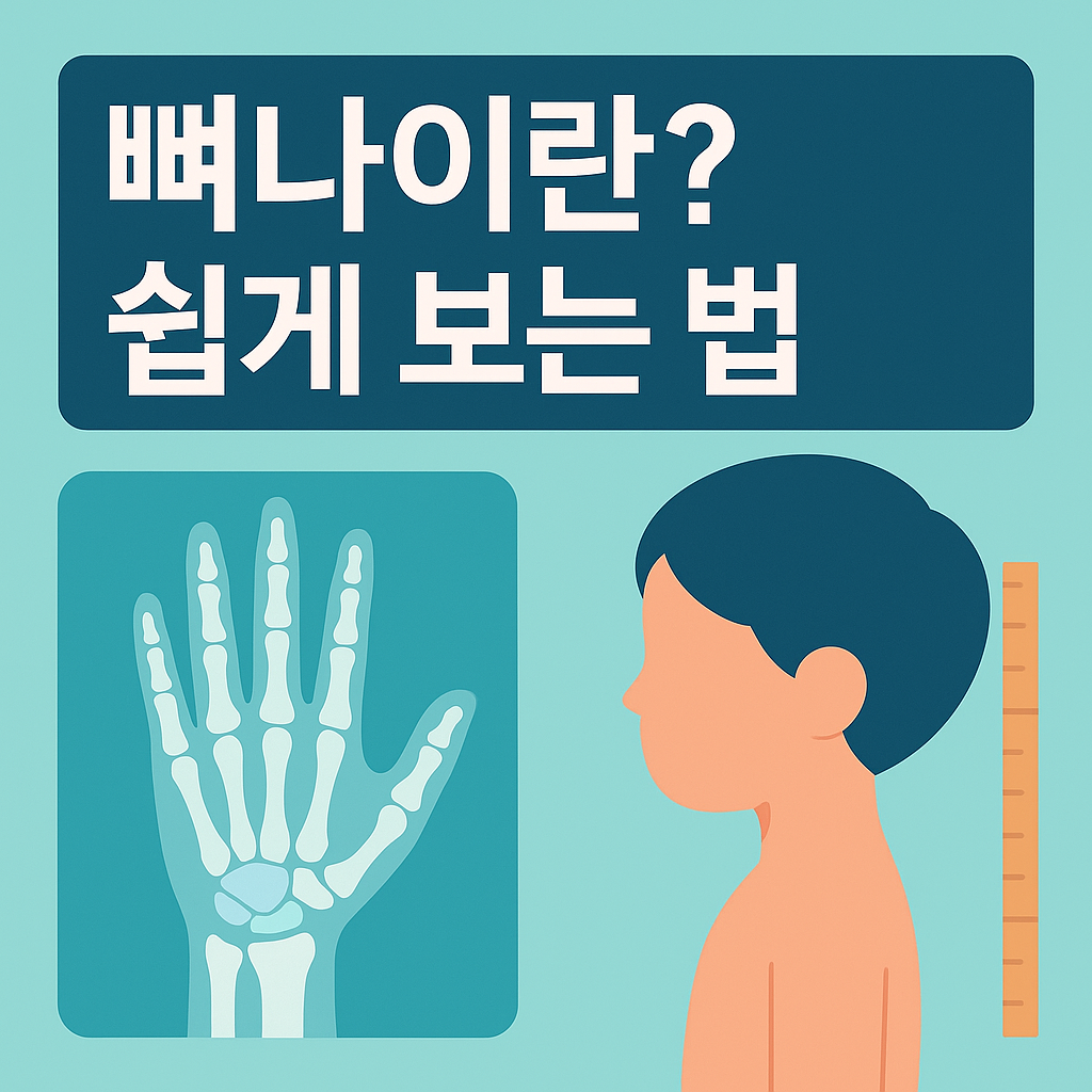 뼈나이 측정 설명 이미지 – 성장판 성숙도 X-ray 비교 가이드