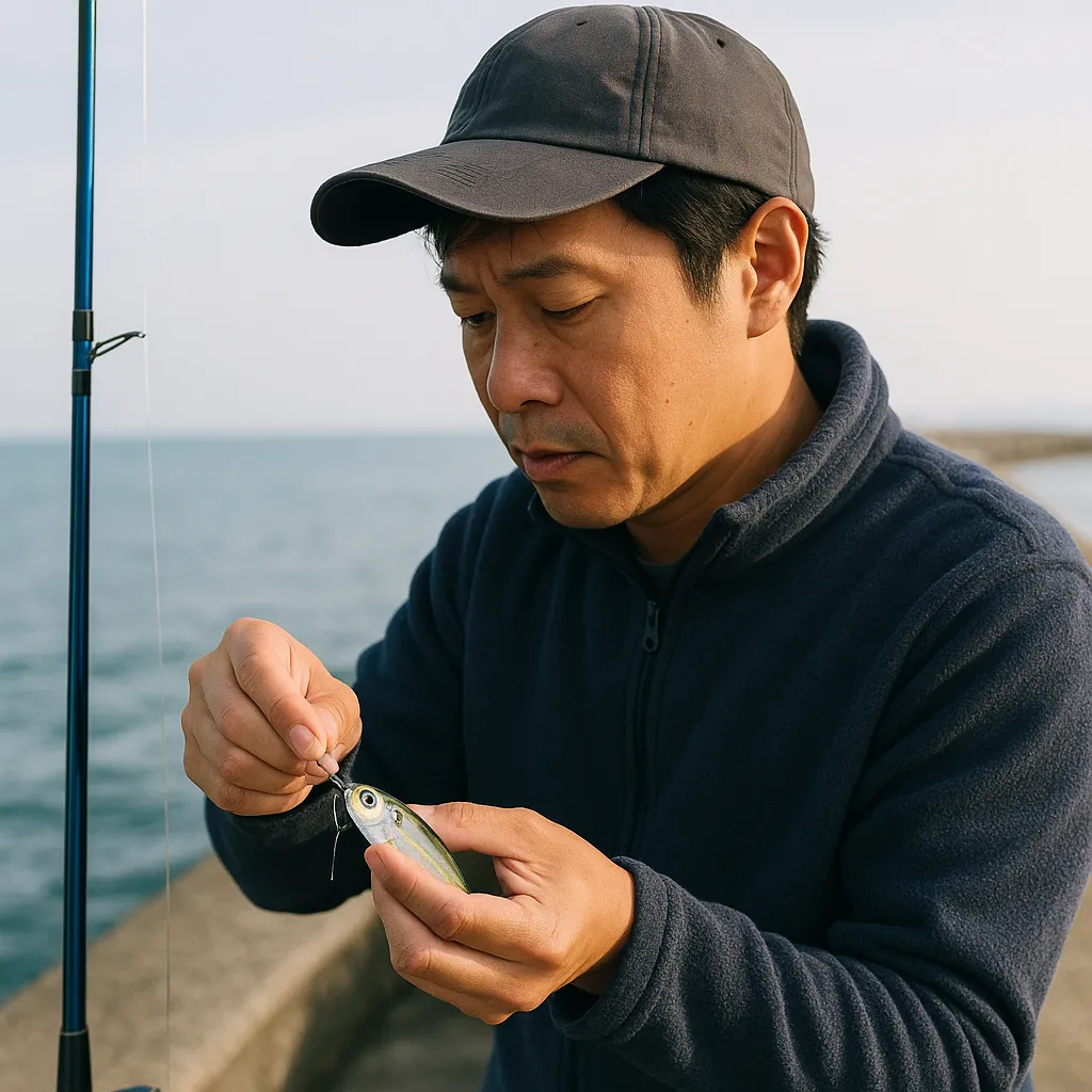 무늬오징어 생미끼 낚시 채비 설명 이미지