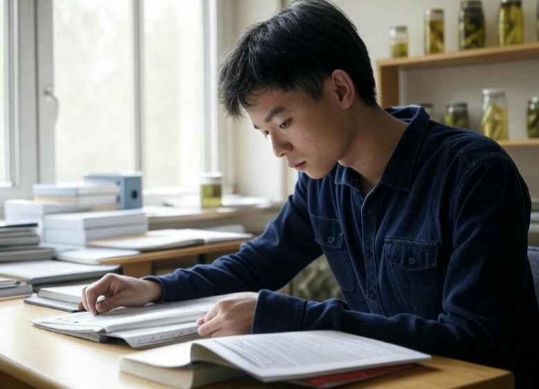 과학공부하는 학생사진