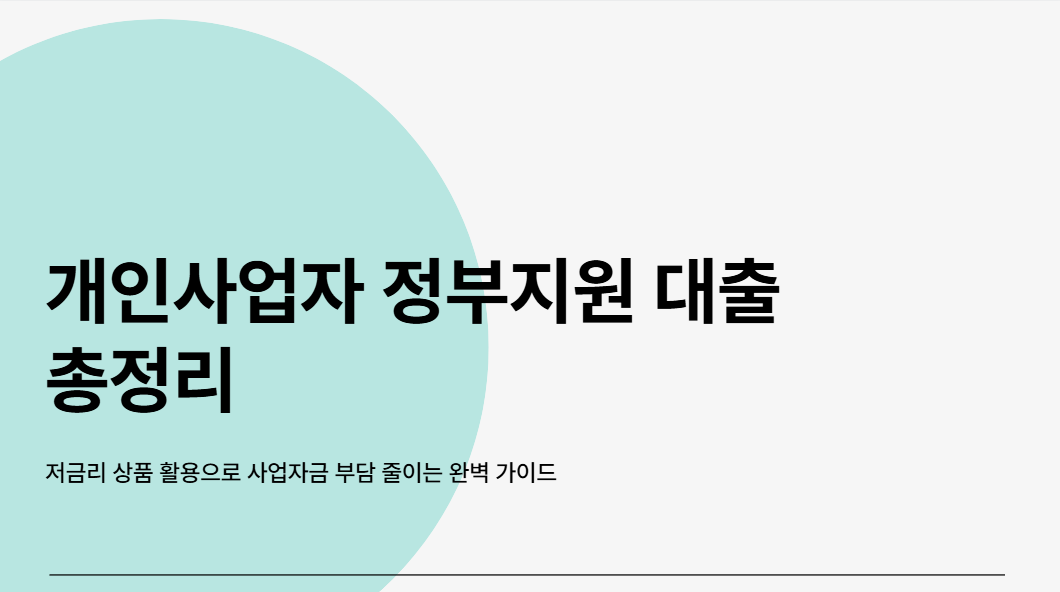 개인사업자 정부지원 대출 총정리