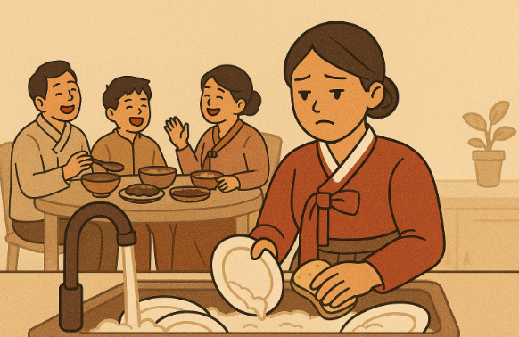 워킹맘들이 명절에 가사노동하는 모습