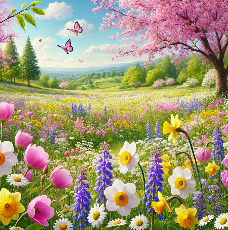 봄이 된 들판 사진