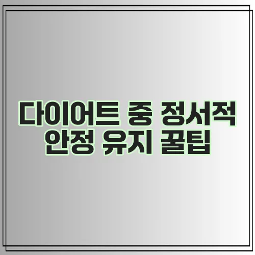 다이어트 중 정서적 안정 유지 꿀팁, 꼭 챙기세요!