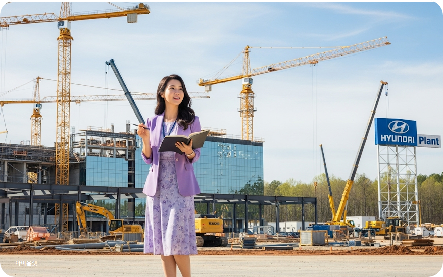 미국 현장 투자를 살펴보는 장면 (가상으로 AI 재현)