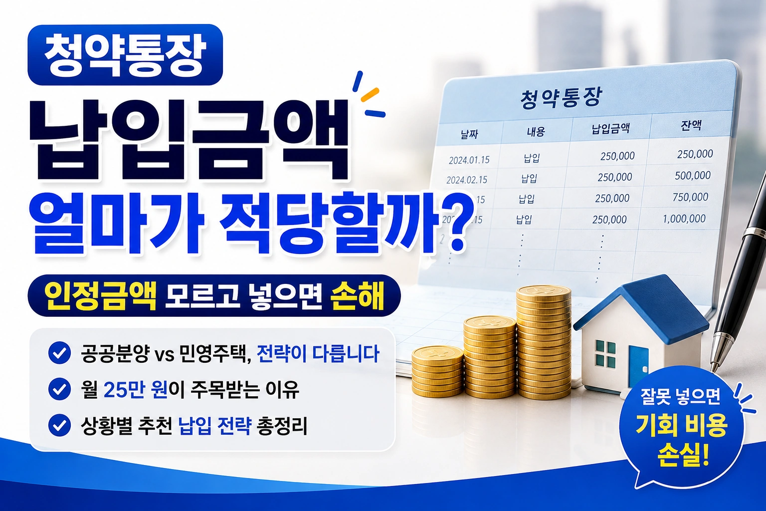 청약통장 납입금액 얼마가 적당할까? 인정금액 모르고 넣으면 손해 볼 수 있습니다